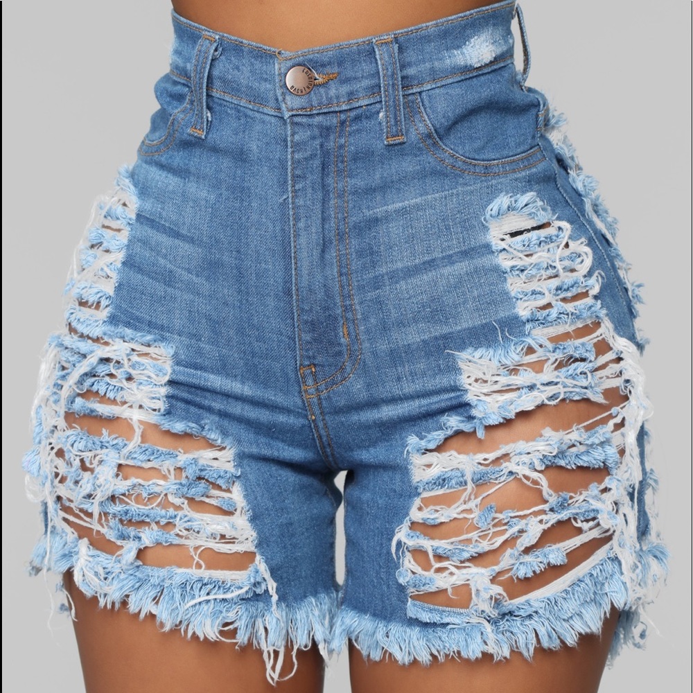 Distressed Denim Shorts